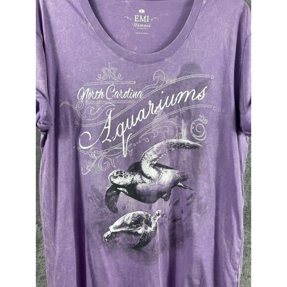 Womens T Shirt North Carolina Aquarium Graphic Tee Purple By EMI Size Large - Picture 3 of 8
